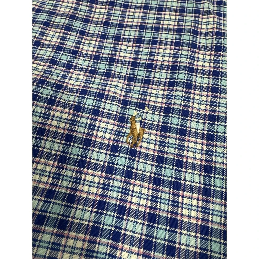 Ralph Lauren Men's 2XB Blue‎ Plaid Short Sleeve Button Down Pocket Shirt Casual